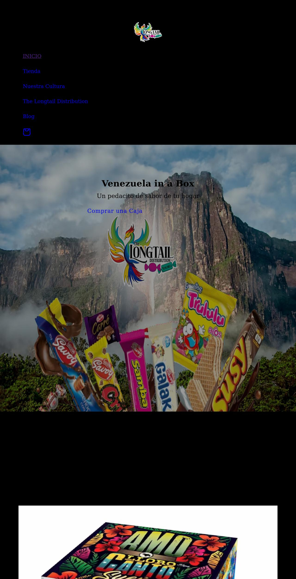 venezuelainabox.com shopify website screenshot