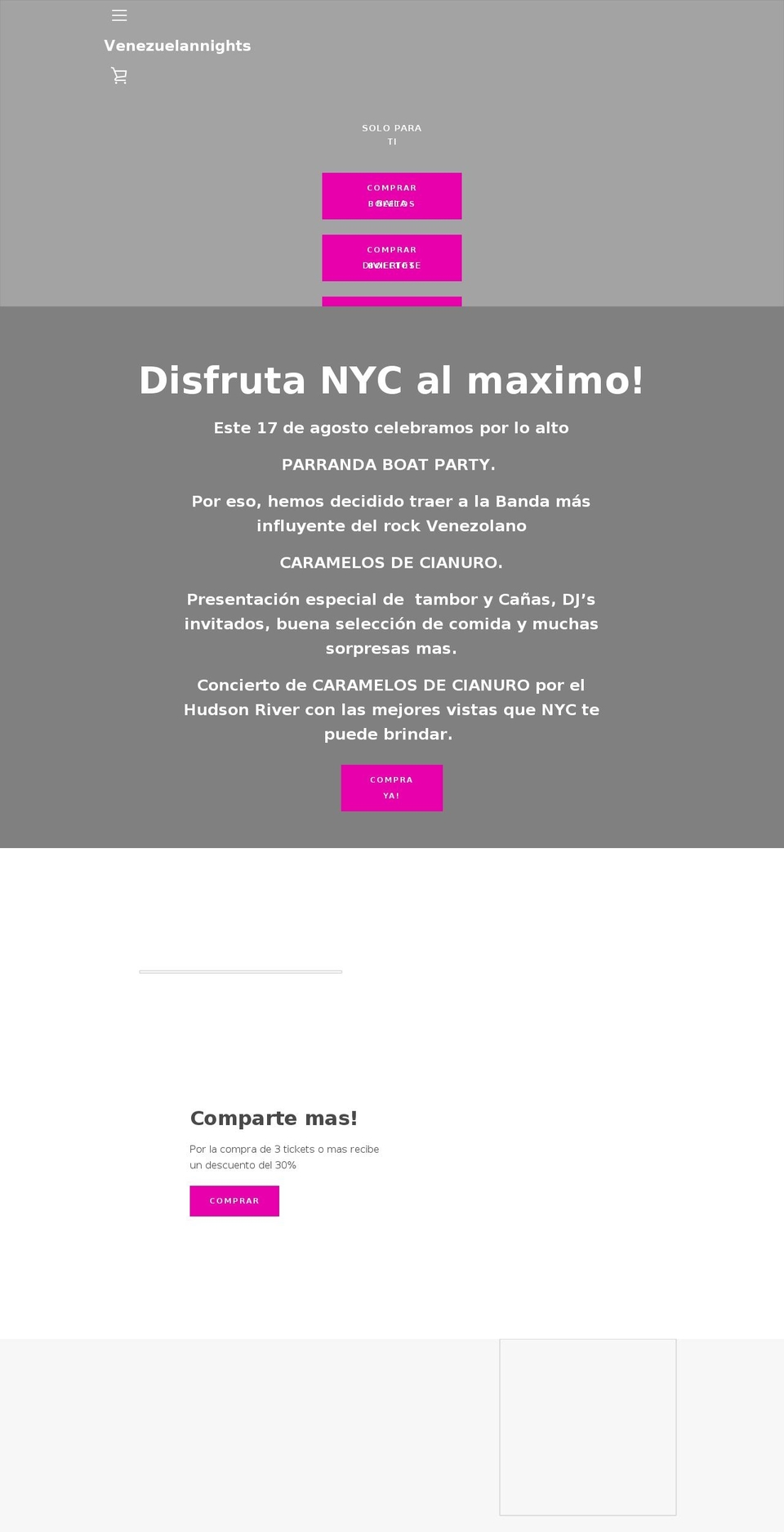 venezuelannights.com — Shopify storefront screenshot