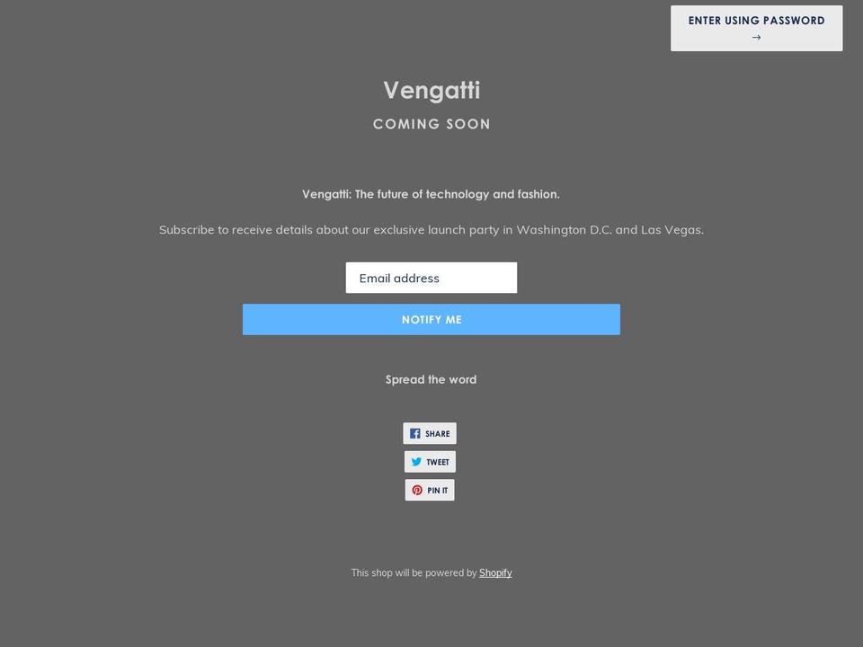 vengatti.com — Shopify storefront screenshot