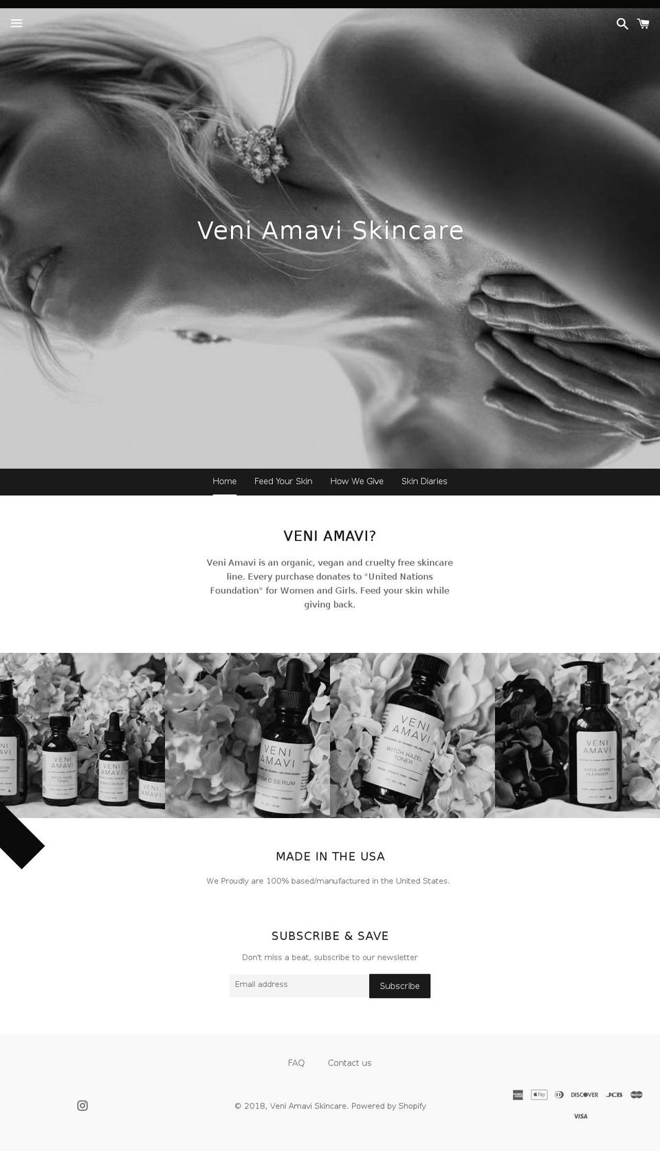 veniamaviskincare.com — Shopify storefront screenshot
