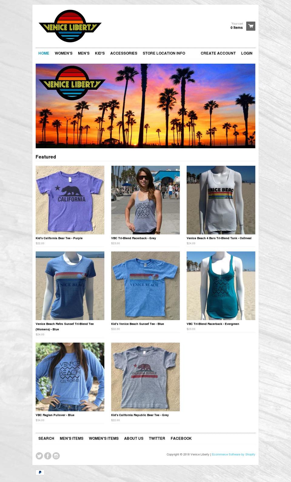 veniceliberty.com shopify website screenshot