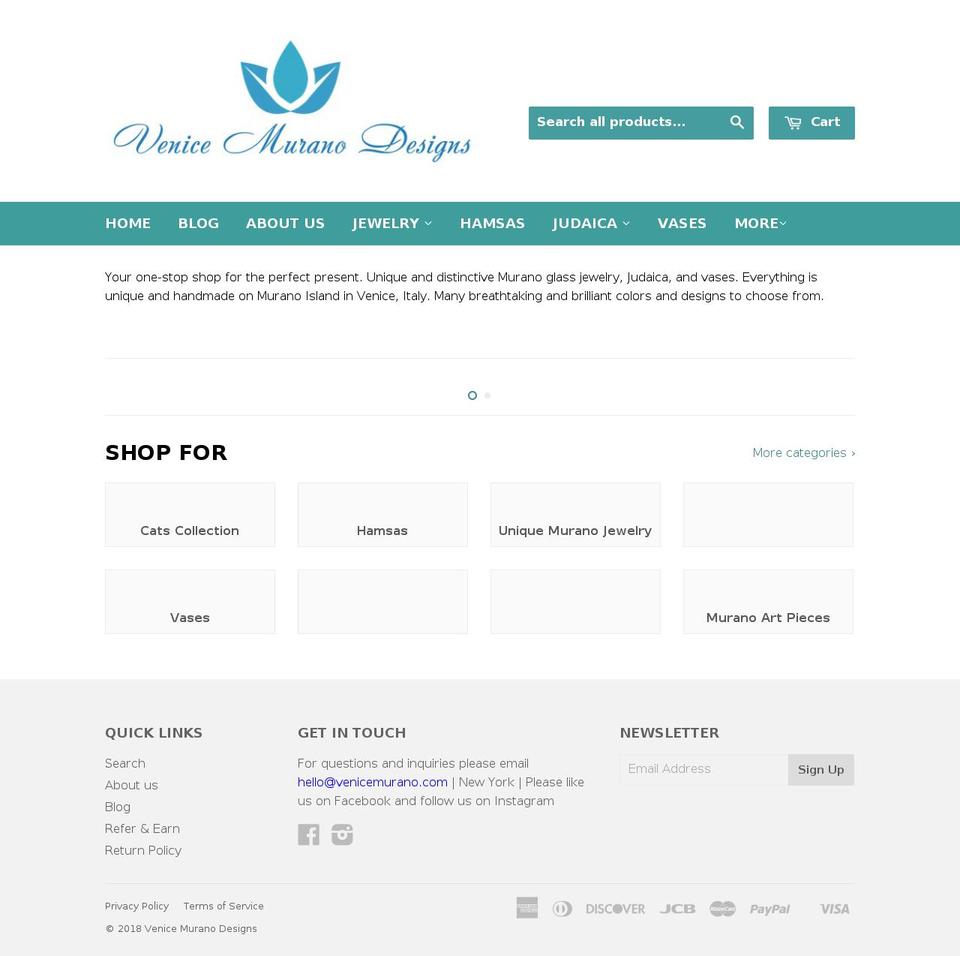 venicemuranodesigns.com shopify website screenshot