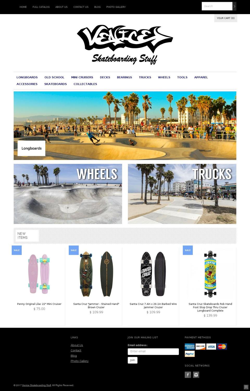 veniceskateboardingstuff.com shopify website screenshot