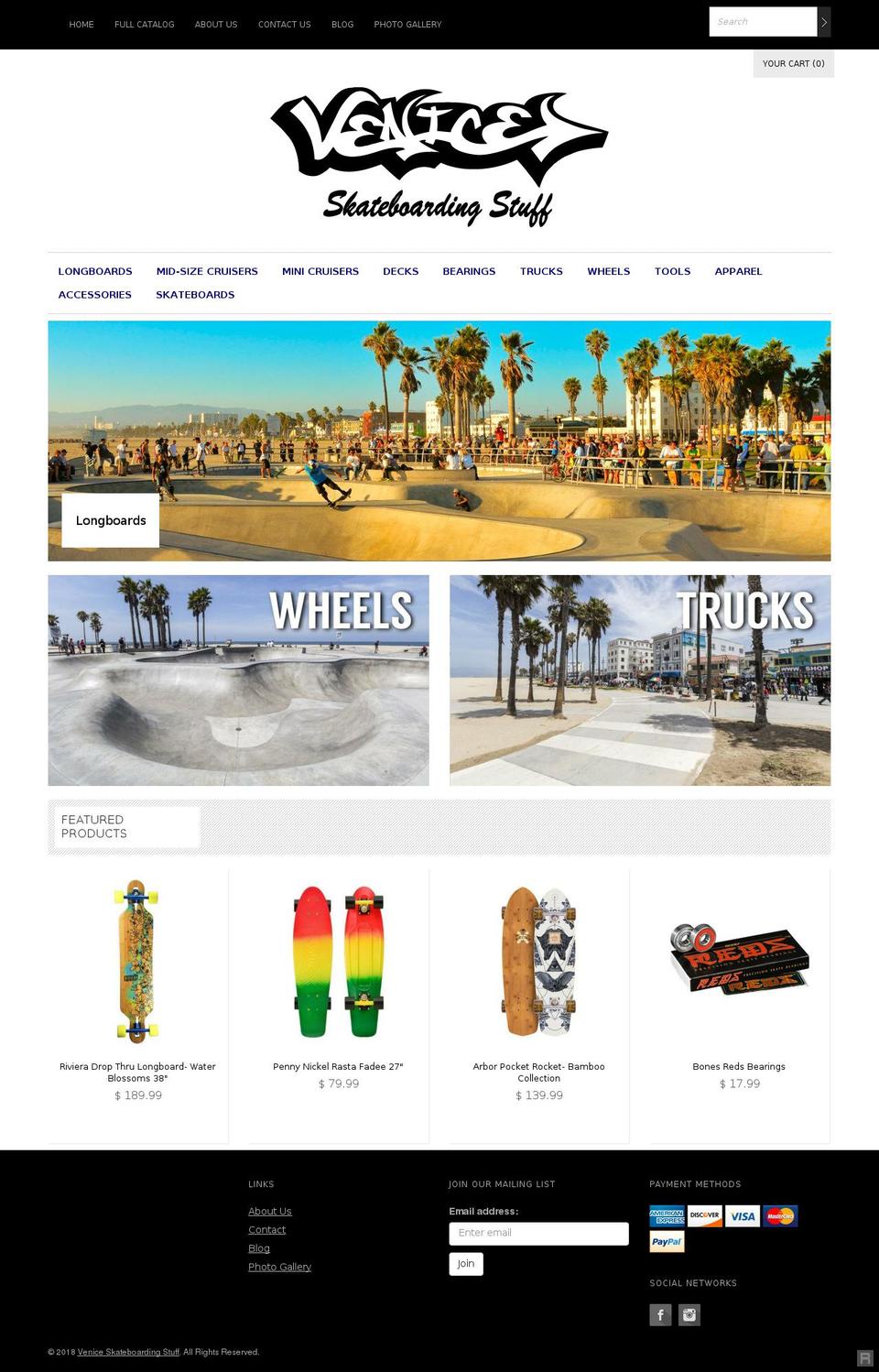 veniceskateboardingstuff.info shopify website screenshot