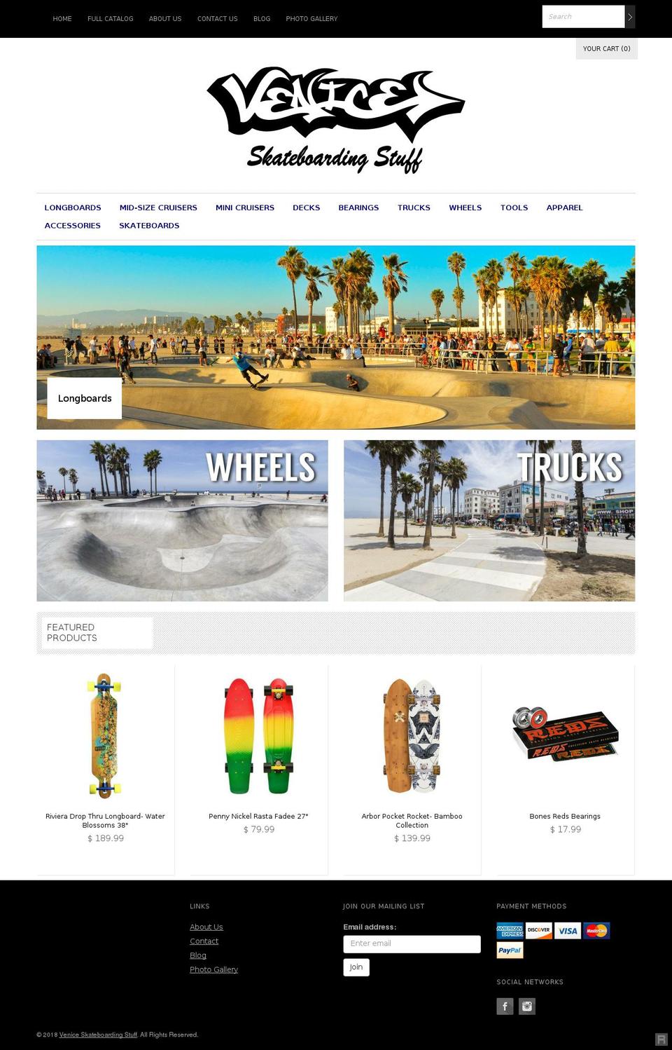 veniceskateboardingstuff.net shopify website screenshot