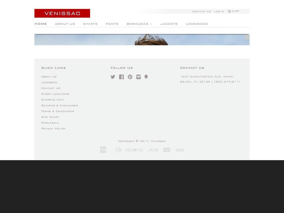 venissac.com shopify website screenshot