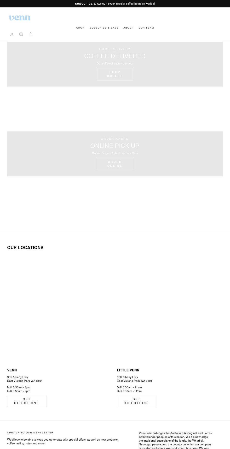 venn.com.au shopify website screenshot