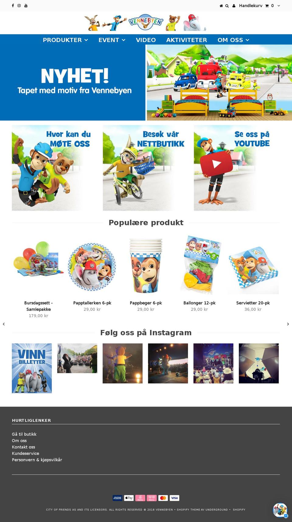 vennebyen.no shopify website screenshot