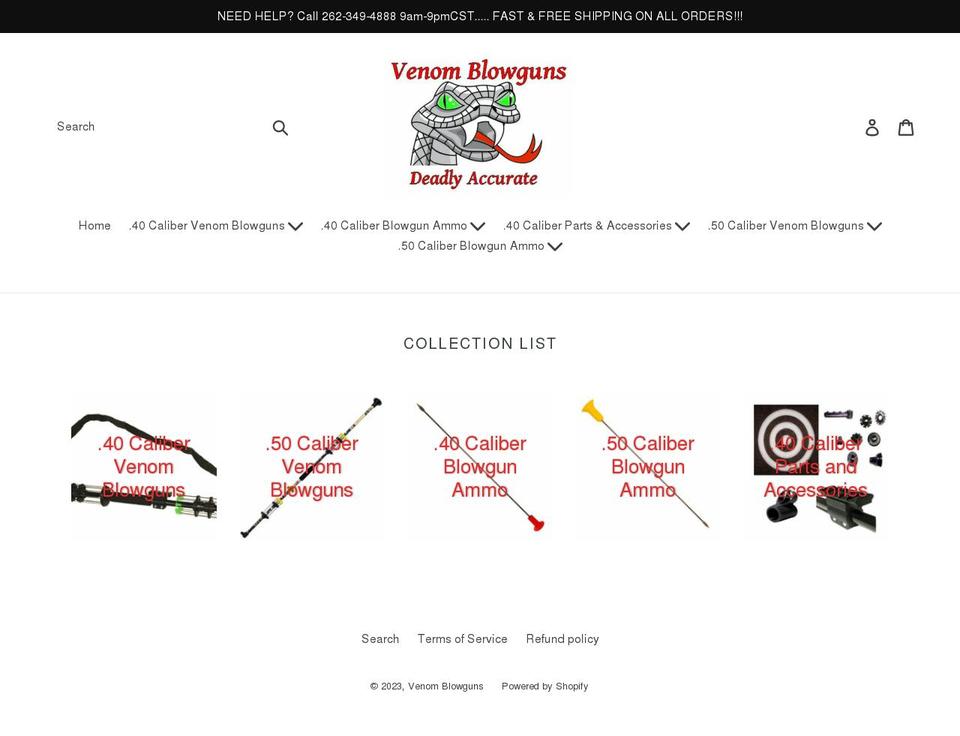 venomblowguns.com shopify website screenshot