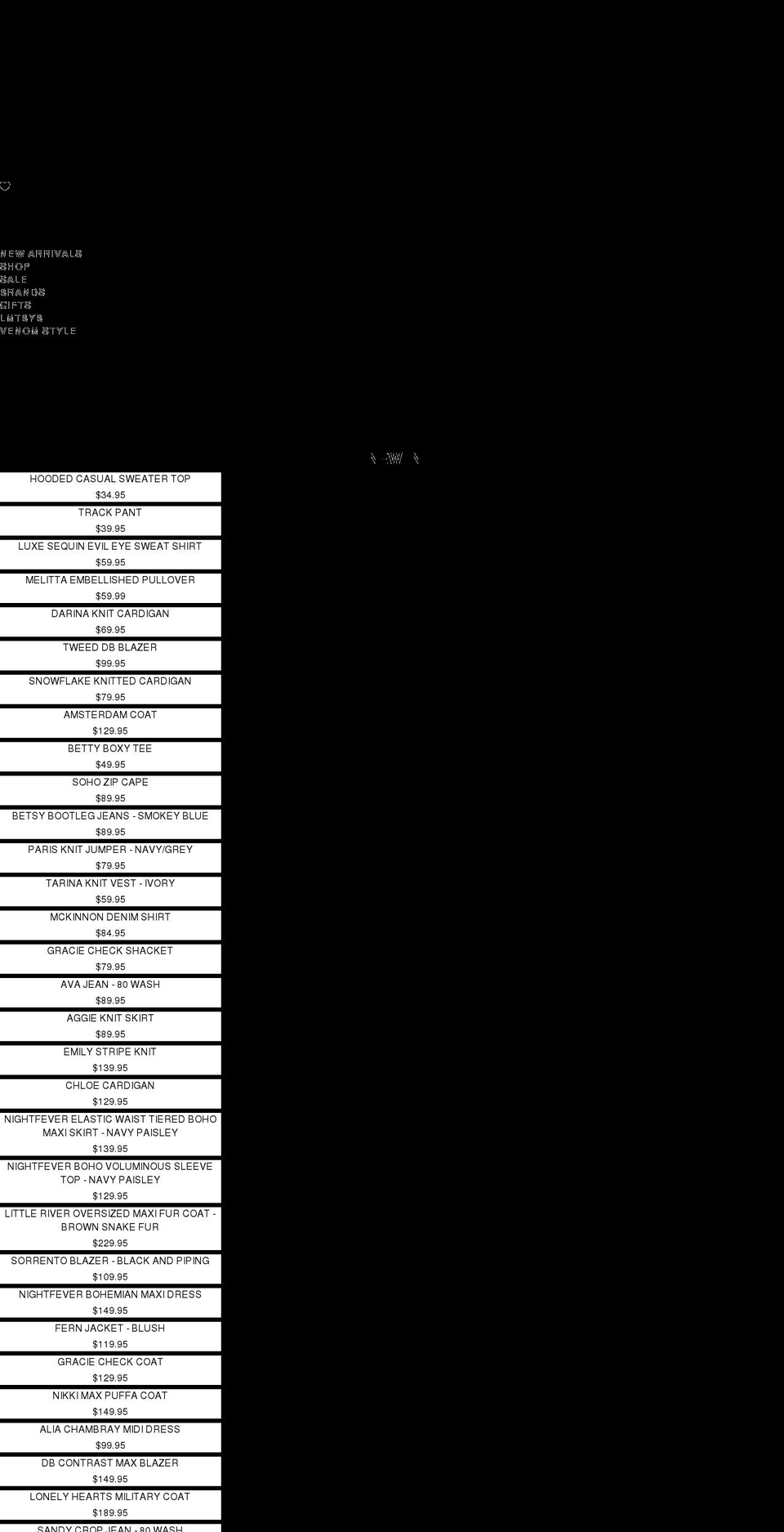 venomemilio.com.au shopify website screenshot