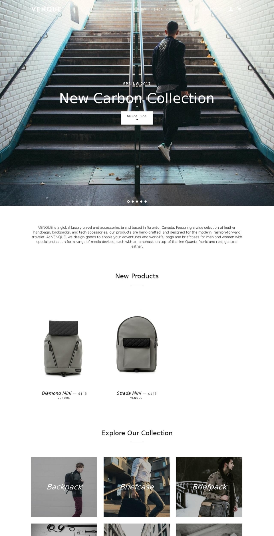 venque.com shopify website screenshot