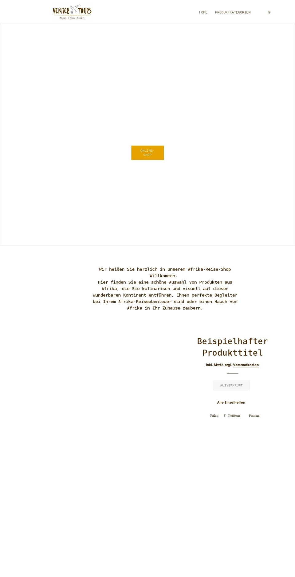 ventertours-onlineshop.de shopify website screenshot