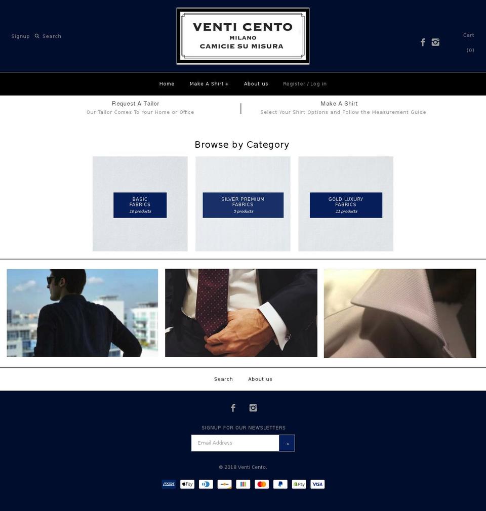 VertexDimension Shopify theme site example venti-cento.com