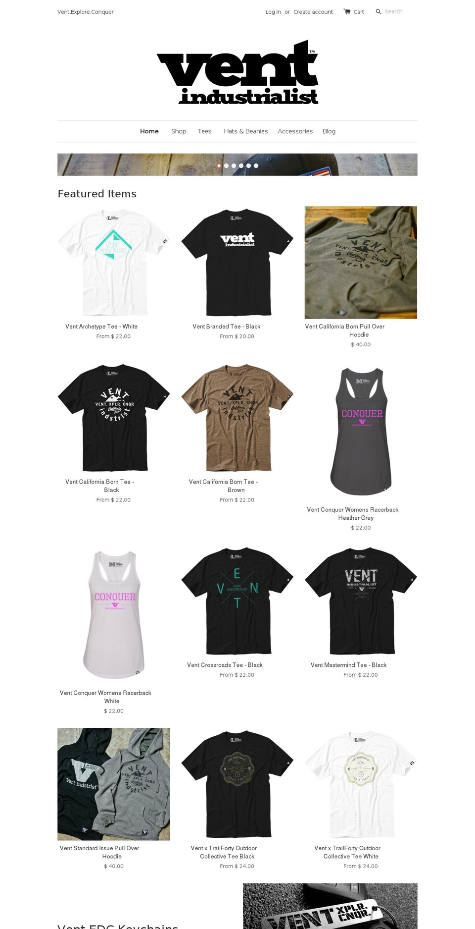 ventindustrialist.com — Shopify storefront screenshot