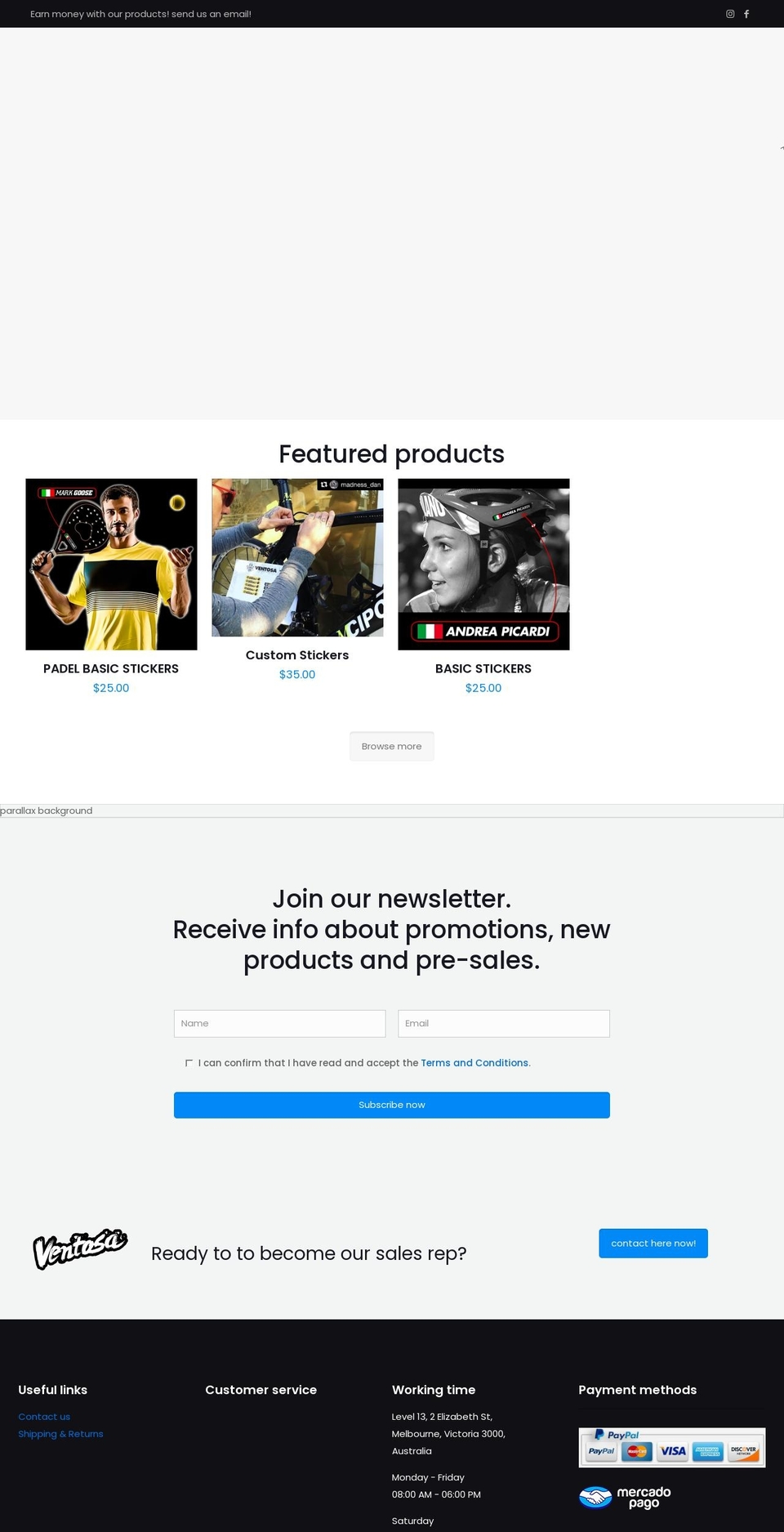 ventosashop.com shopify website screenshot