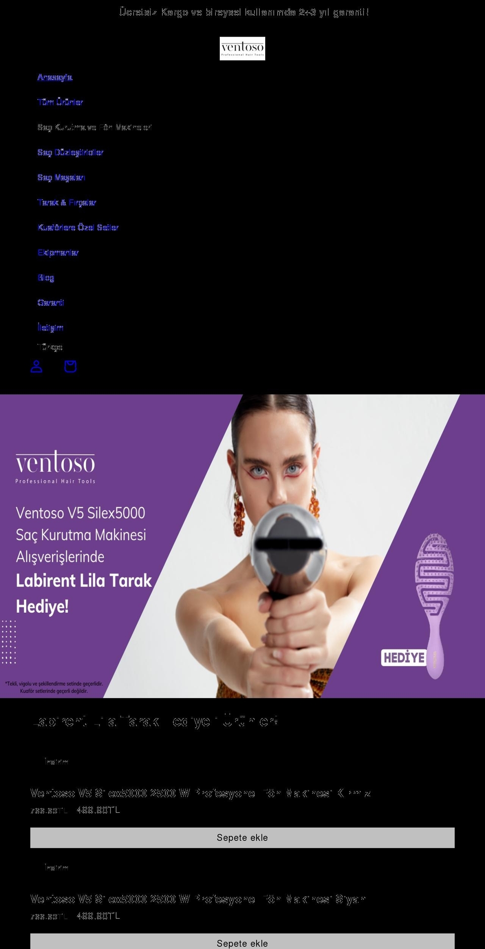 ventoso.com shopify website screenshot