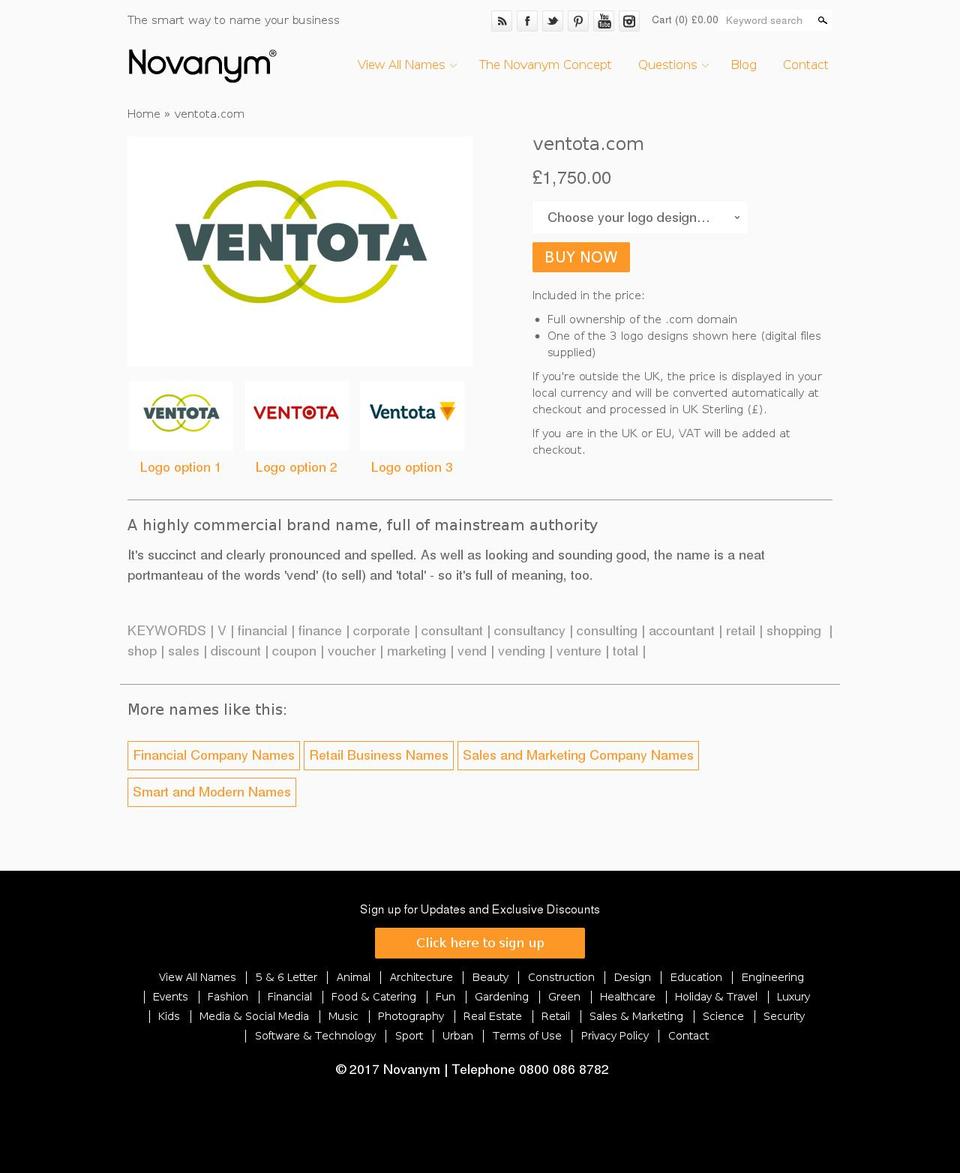 ventota.com shopify website screenshot