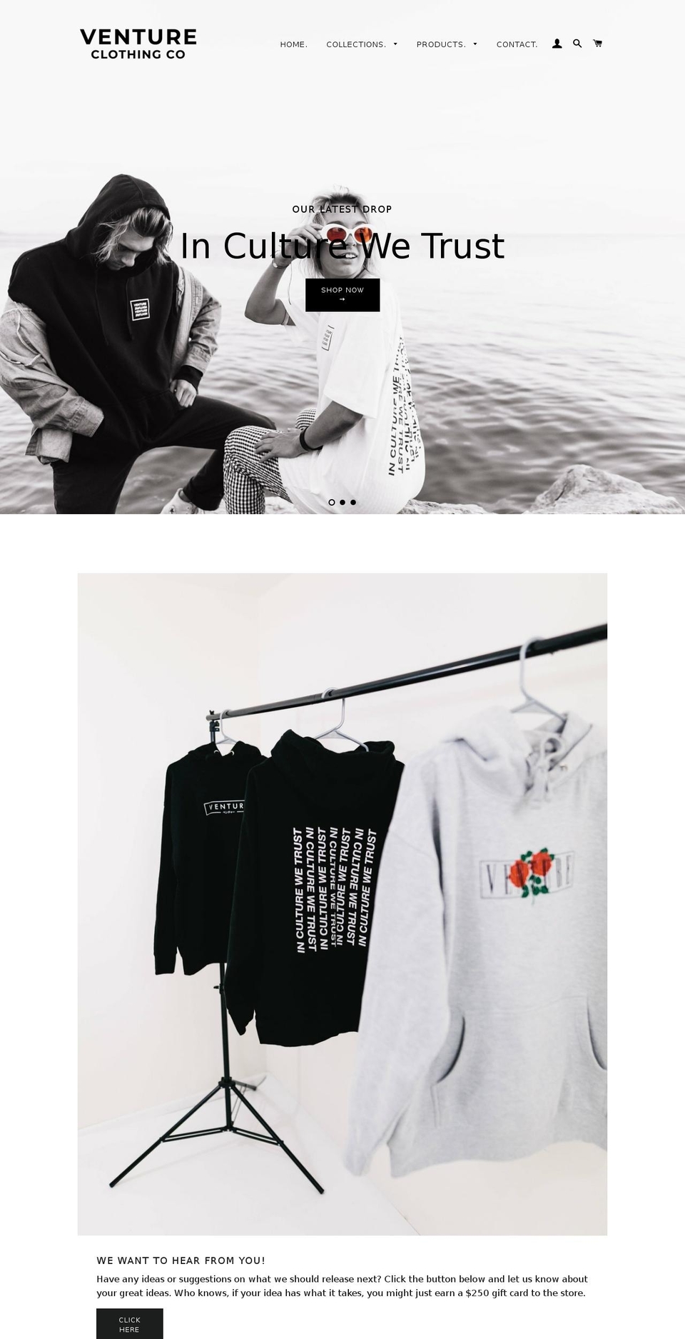 ventureclothingco.com — Shopify storefront screenshot