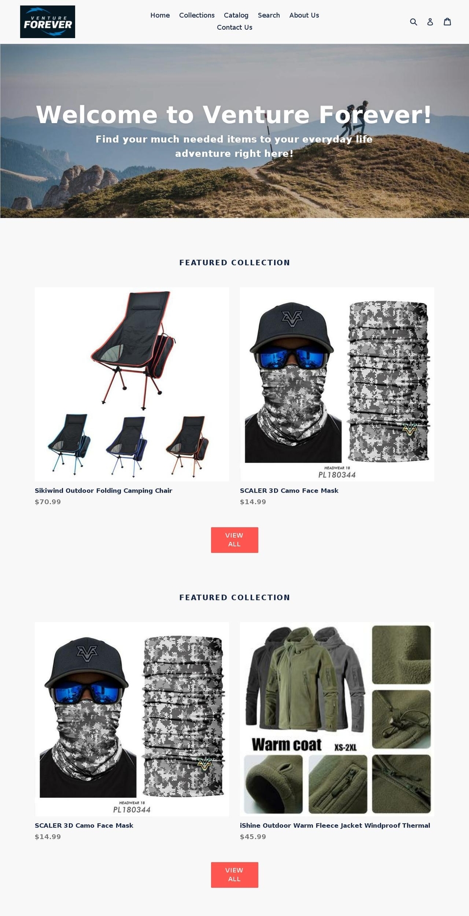 ventureforever.com — Shopify storefront screenshot