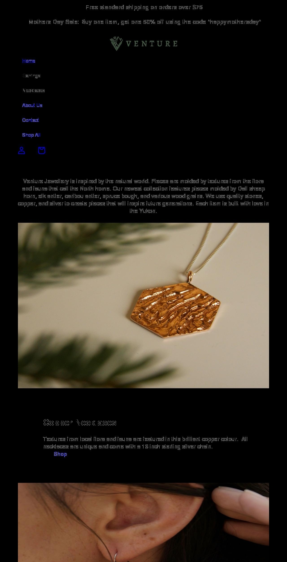 venturejewellery.com shopify website screenshot