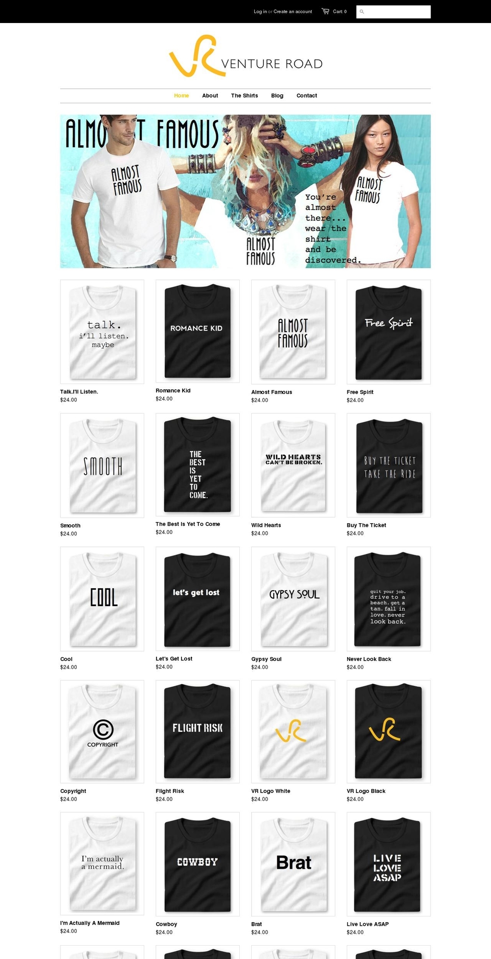 ventureroad.com shopify website screenshot