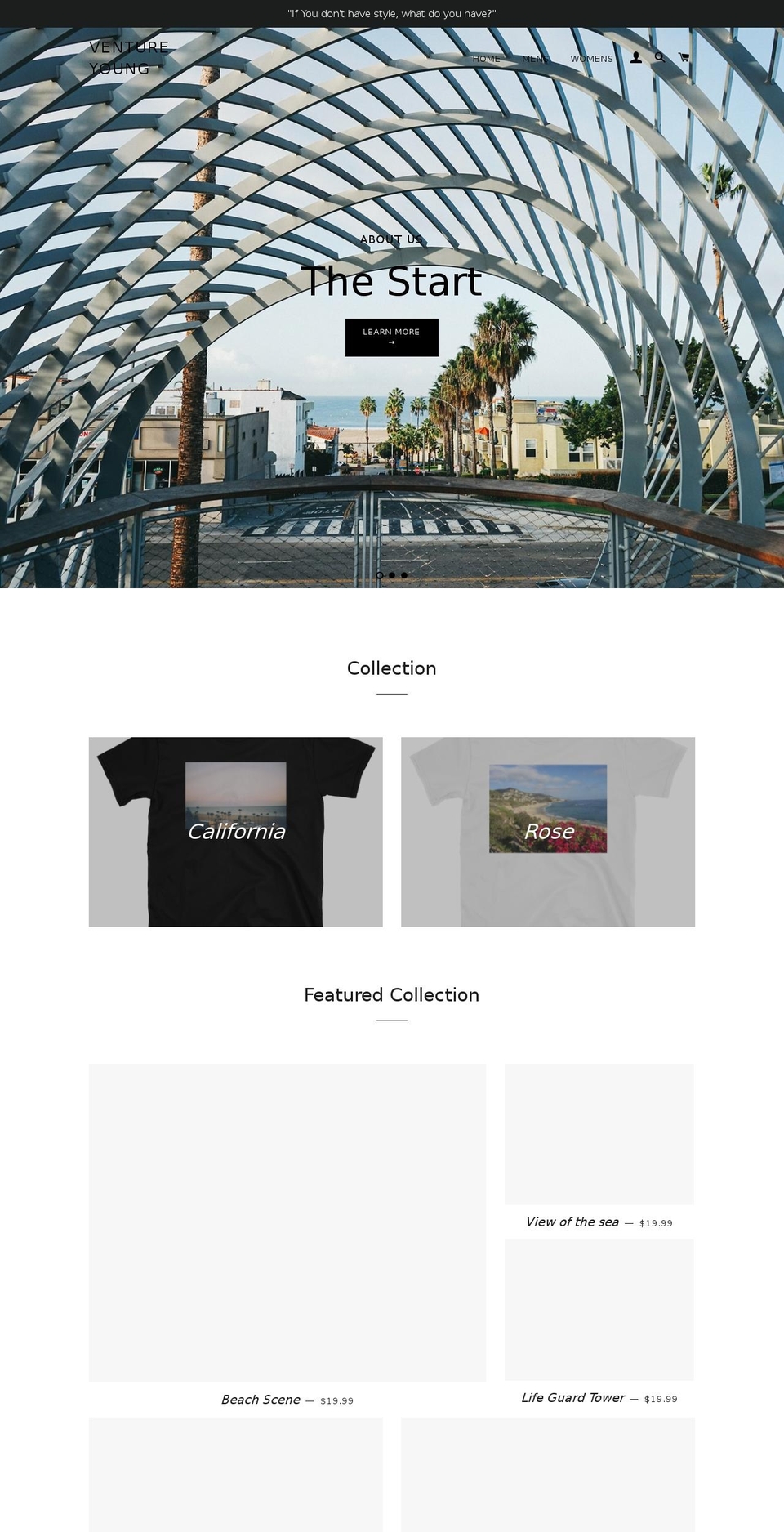 ventureyoung.com — Shopify storefront screenshot