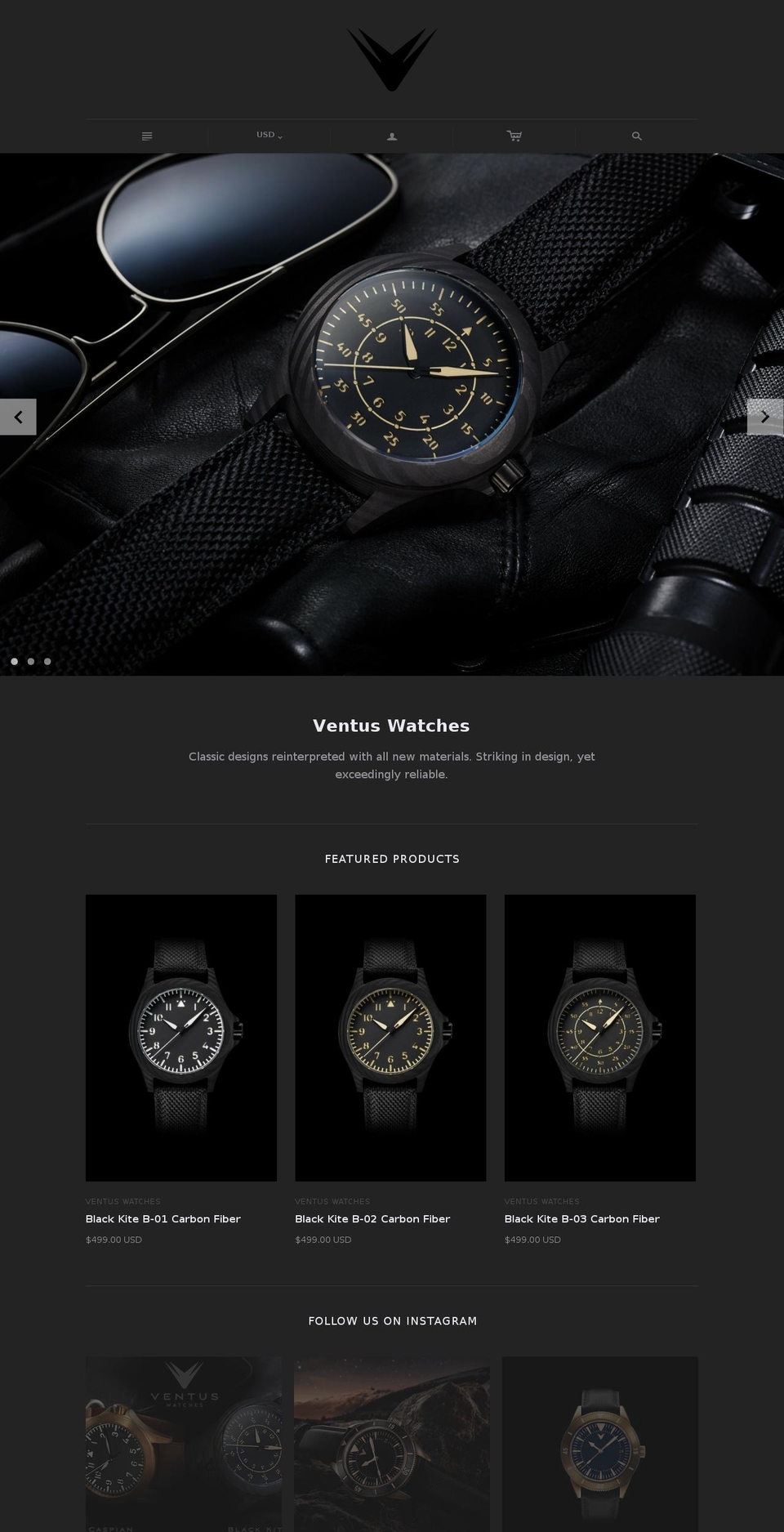 ventuswatches.com shopify website screenshot