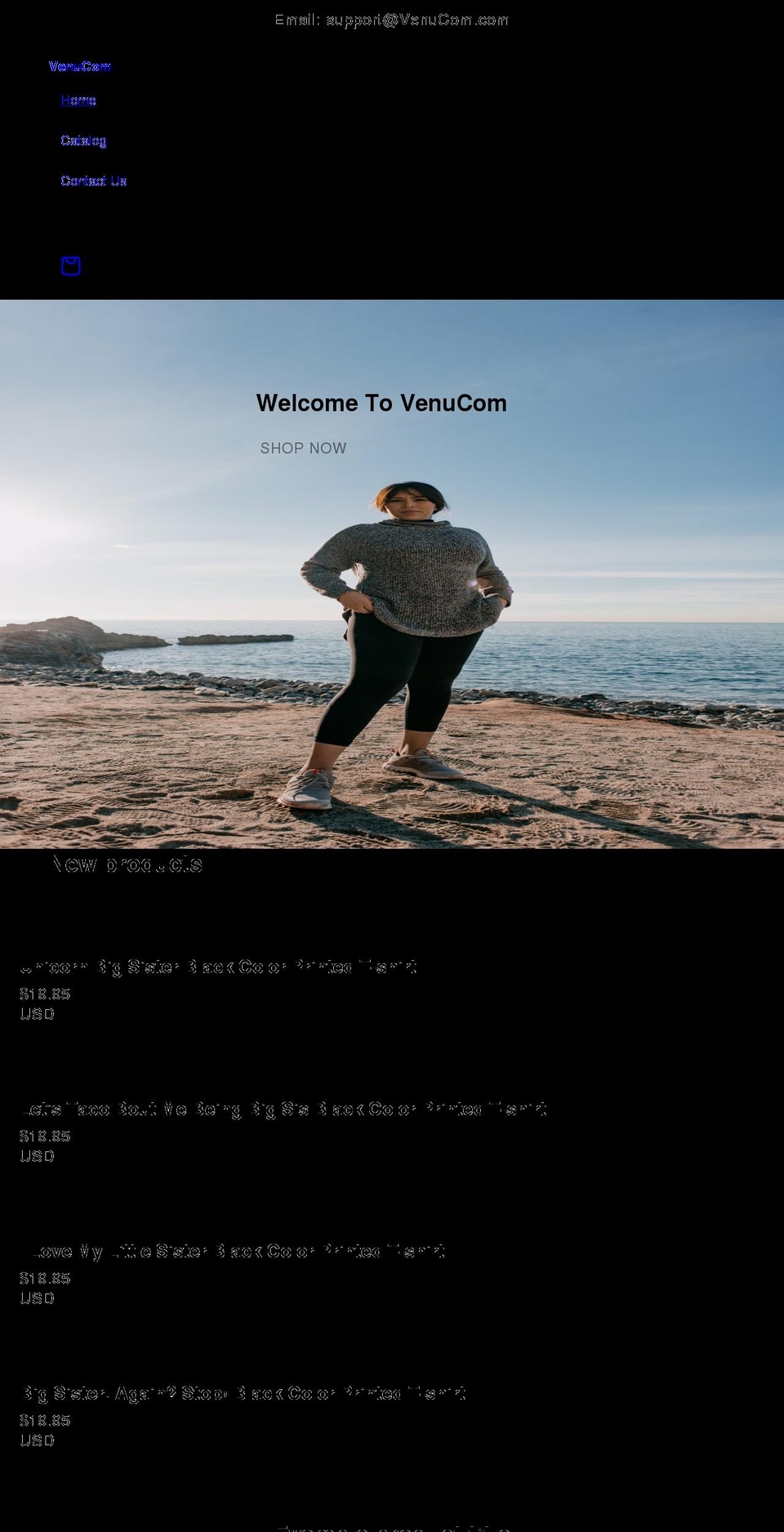 venucom.com shopify website screenshot