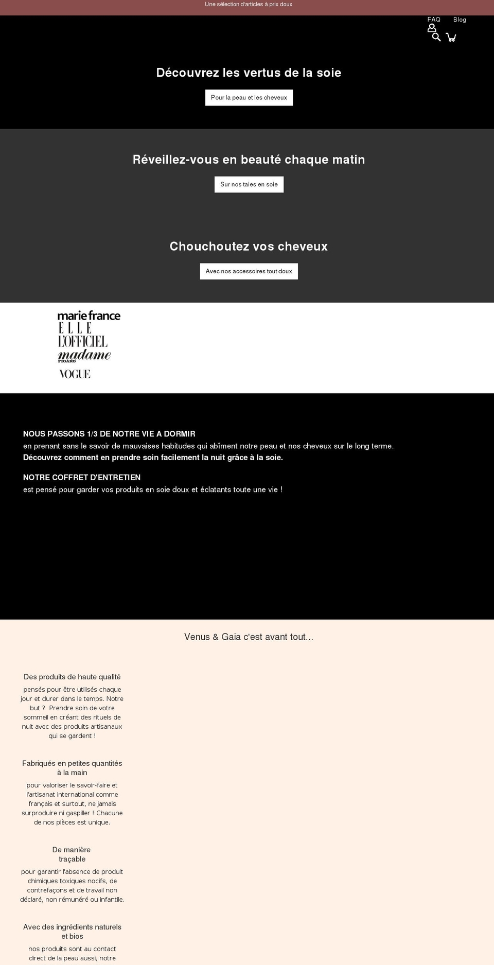 venusandgaia.com shopify website screenshot
