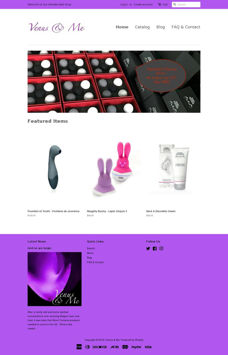 venusandme.com shopify website screenshot