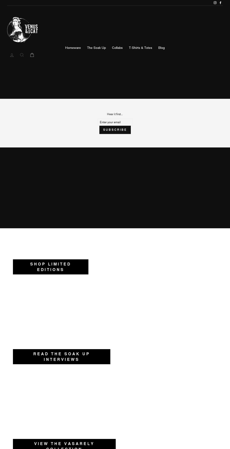 venusandthecat.com shopify website screenshot