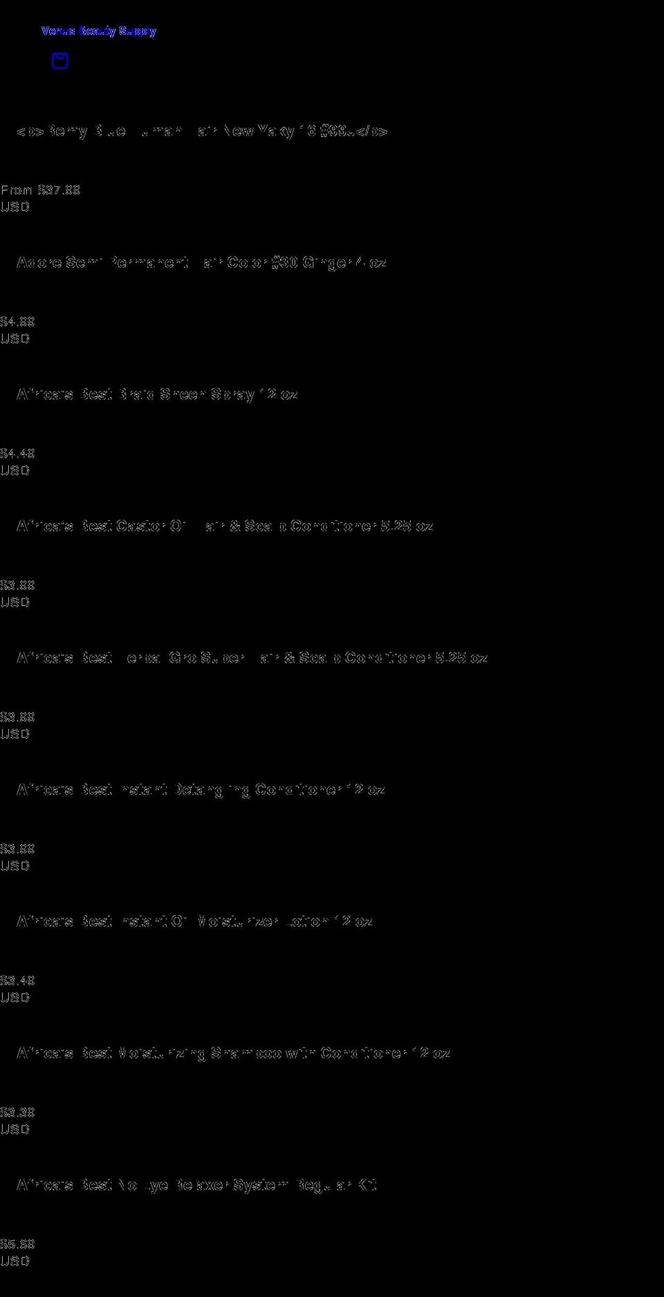 venusbeautysupply.com shopify website screenshot