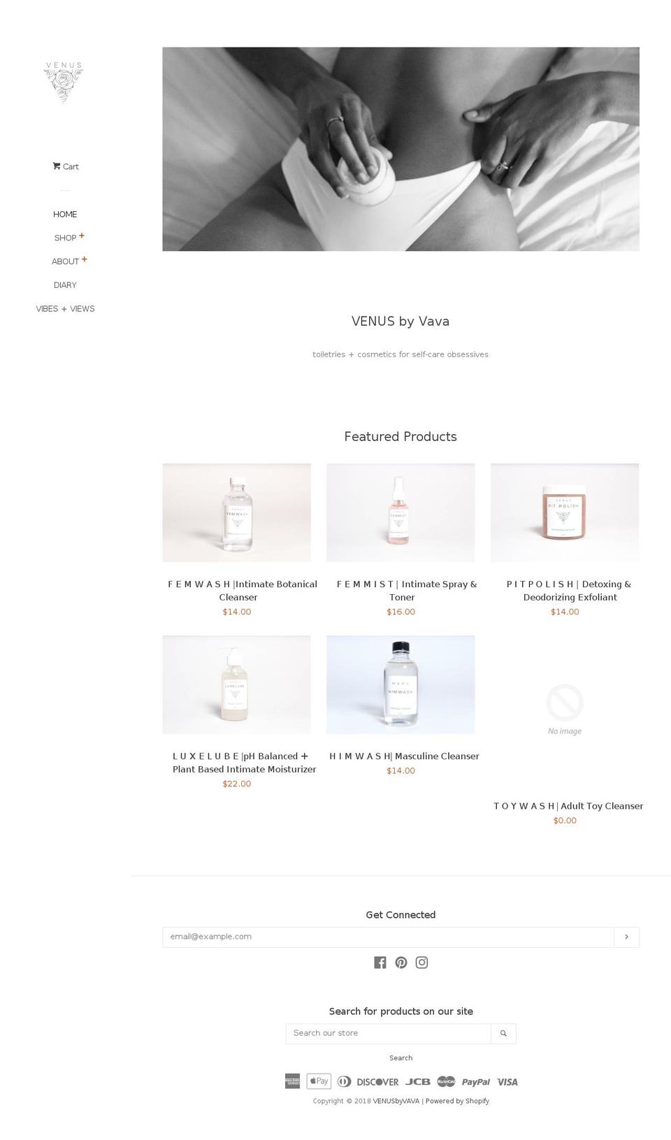 venusbyvava.com — Shopify storefront screenshot
