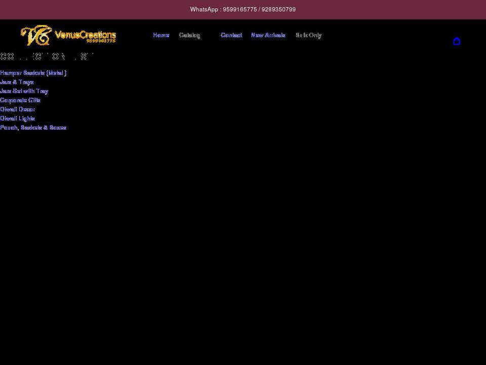 venuscreations.in shopify website screenshot