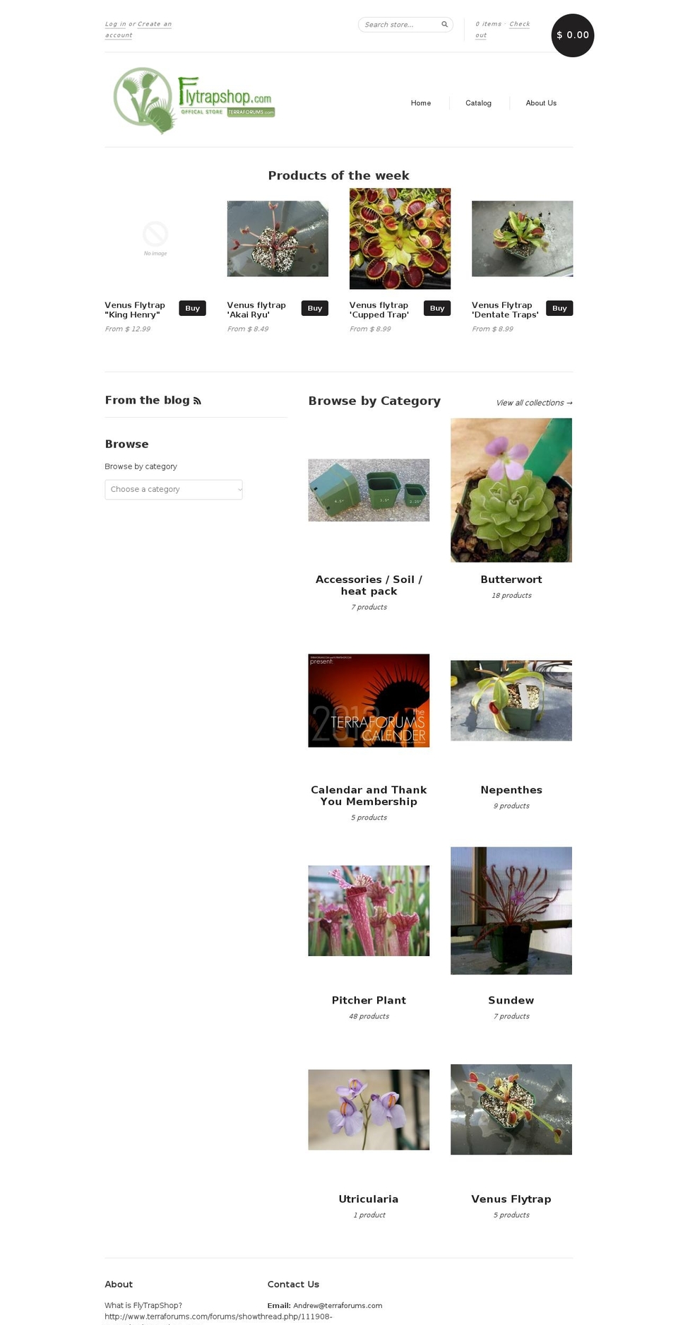 venusflytrapshop.com shopify website screenshot
