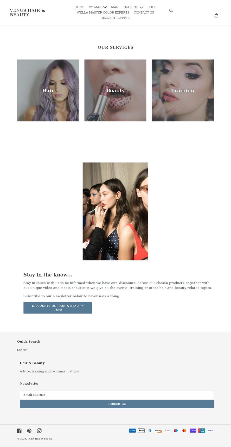 venushairbeauty.com shopify website screenshot