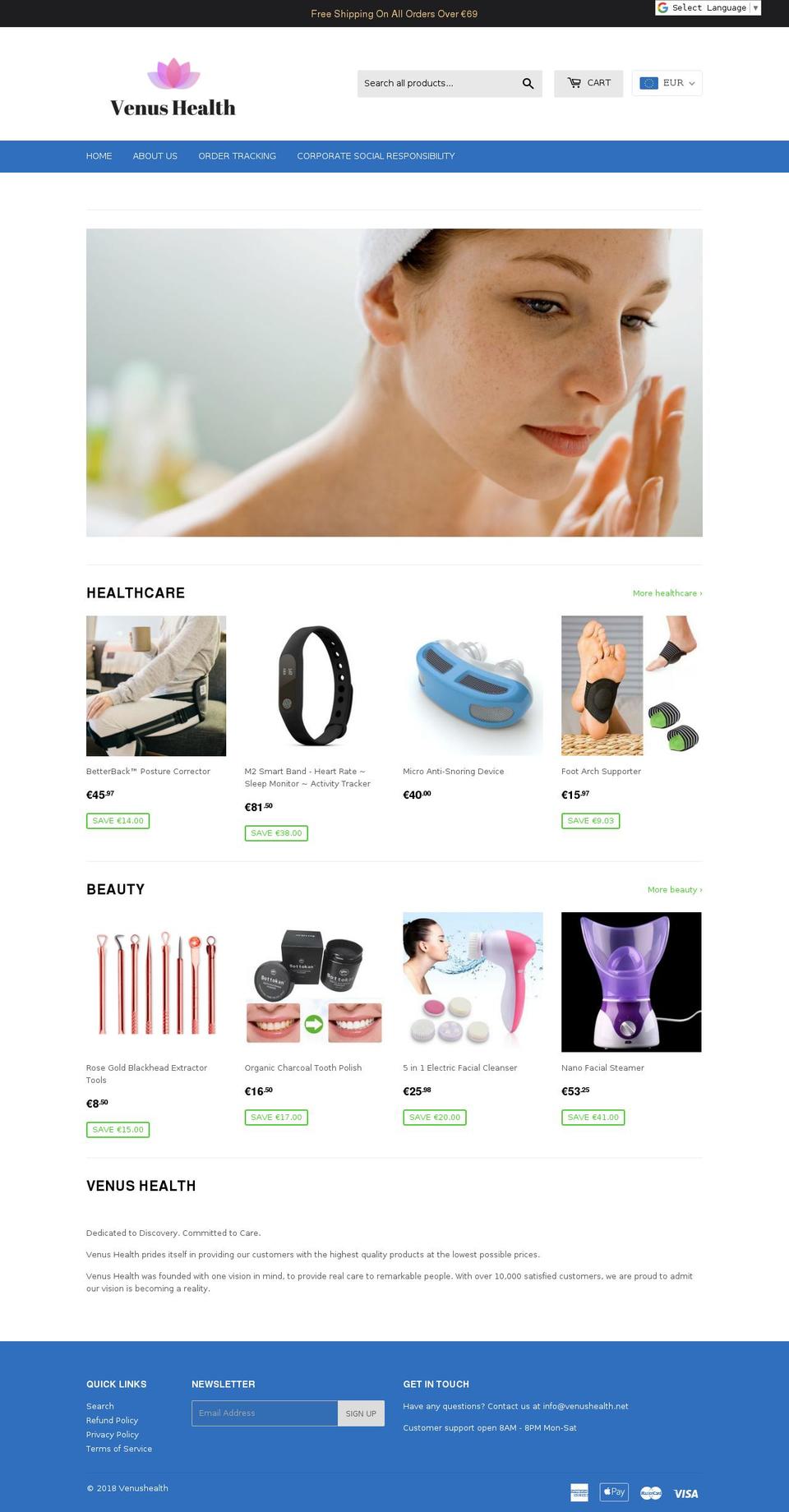 venushealth.net shopify website screenshot