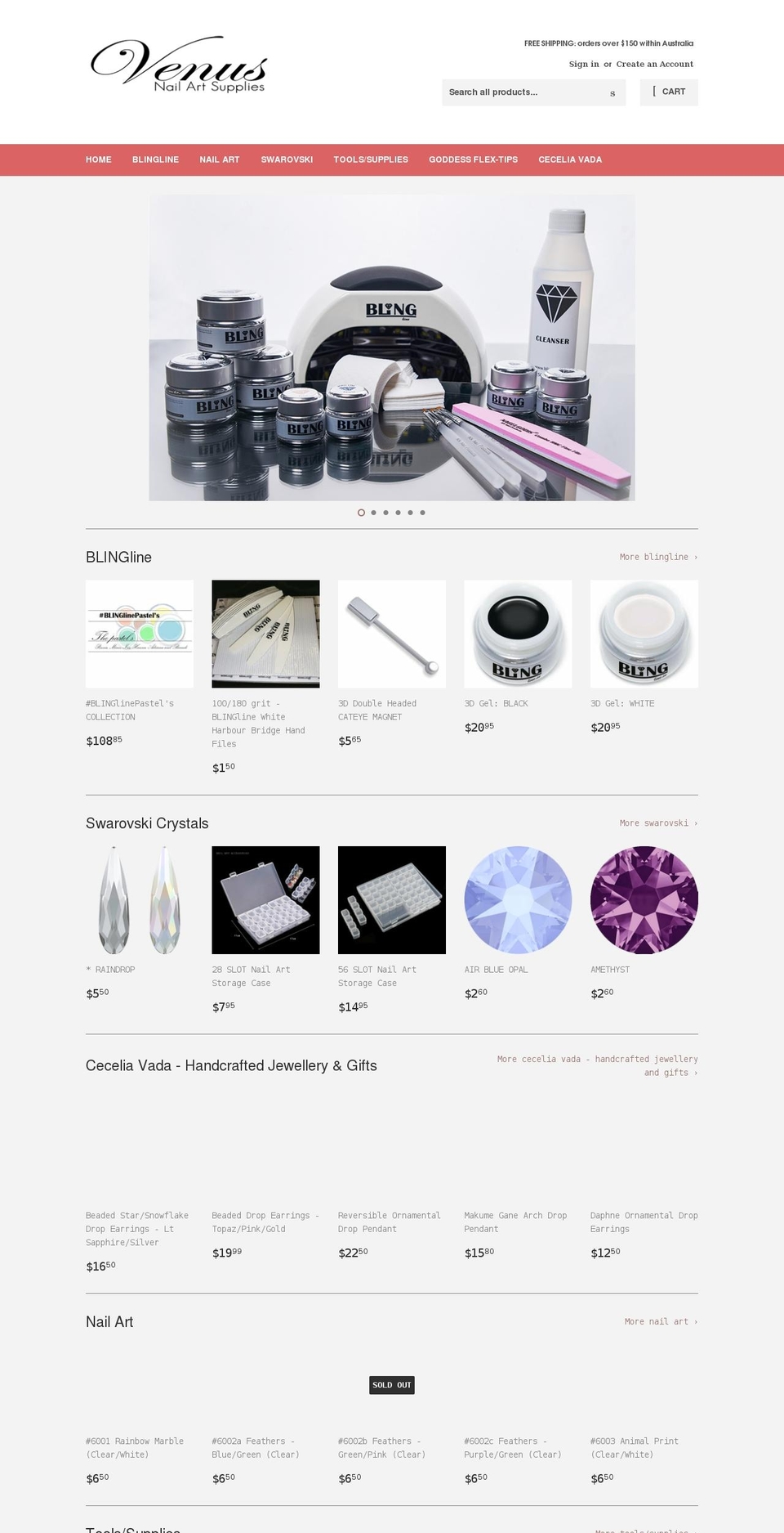 venusnailartsupplies.com.au shopify website screenshot
