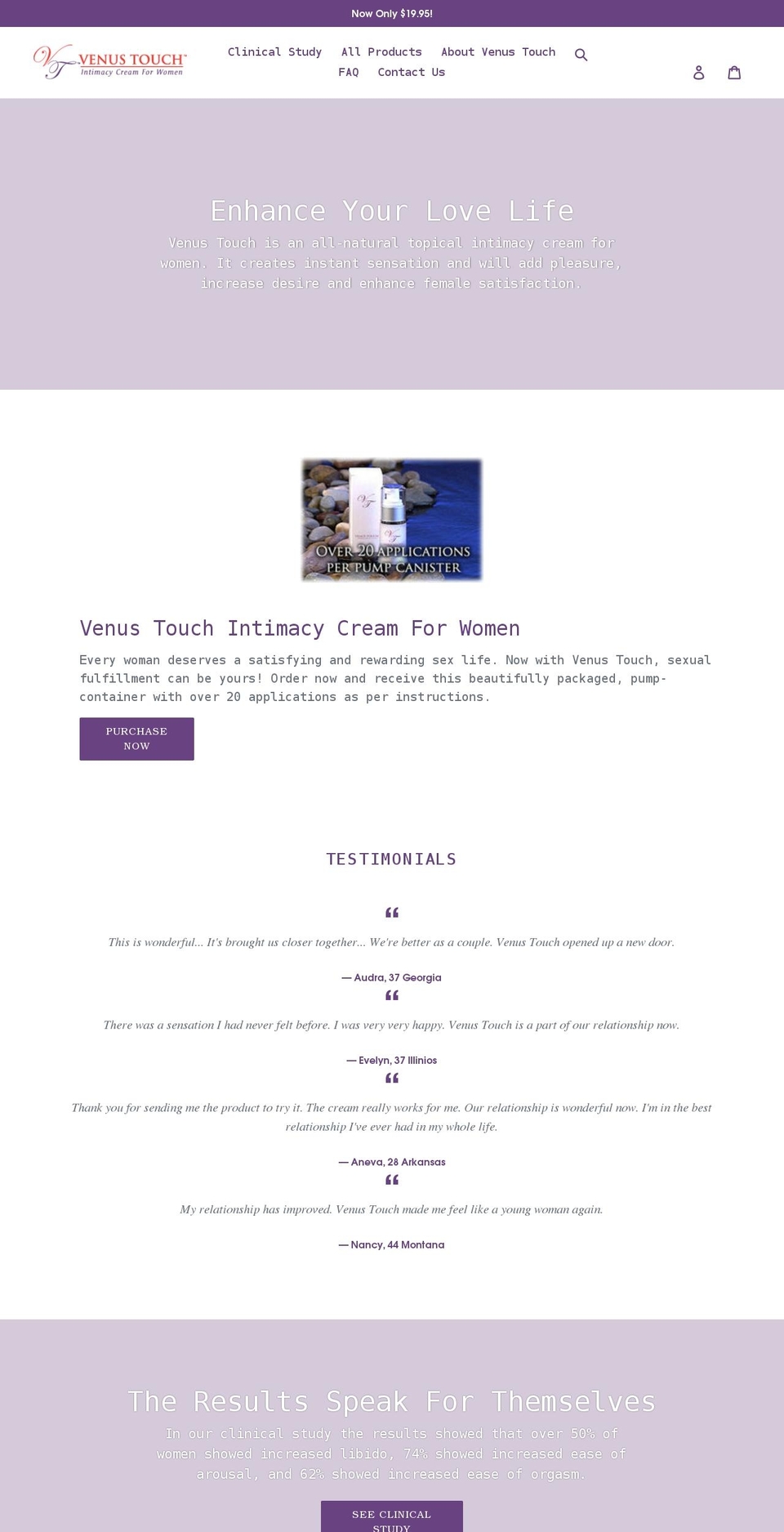 venustouch.com shopify website screenshot