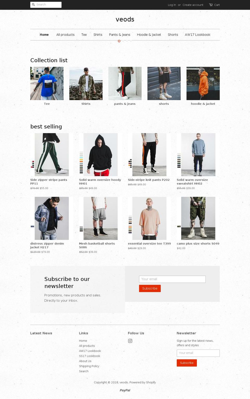 veodsclothing.com — Shopify storefront screenshot