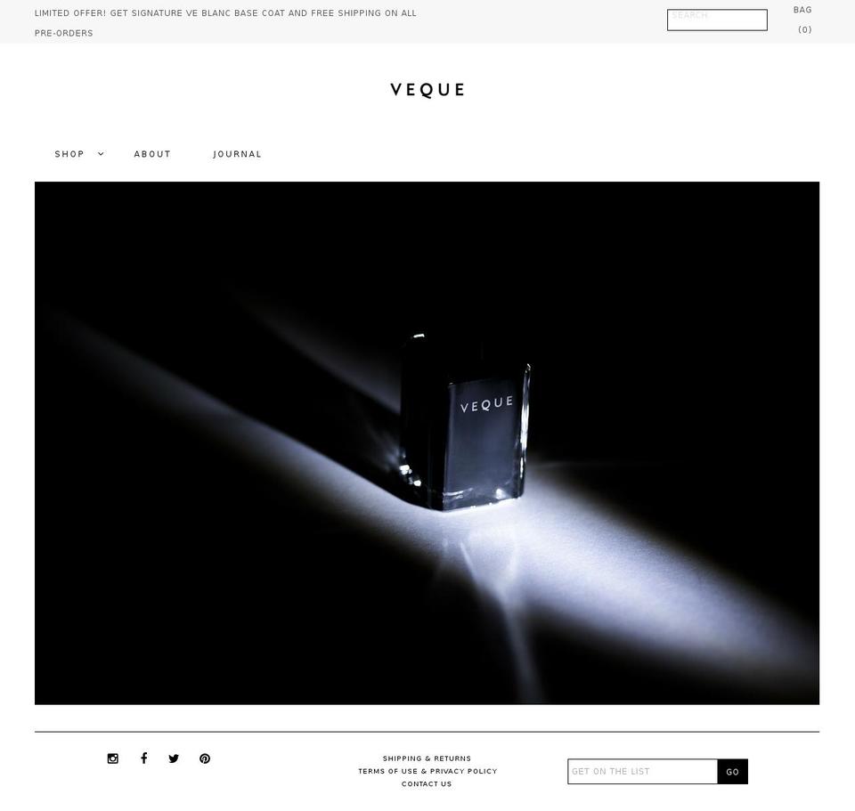 veque.com shopify website screenshot