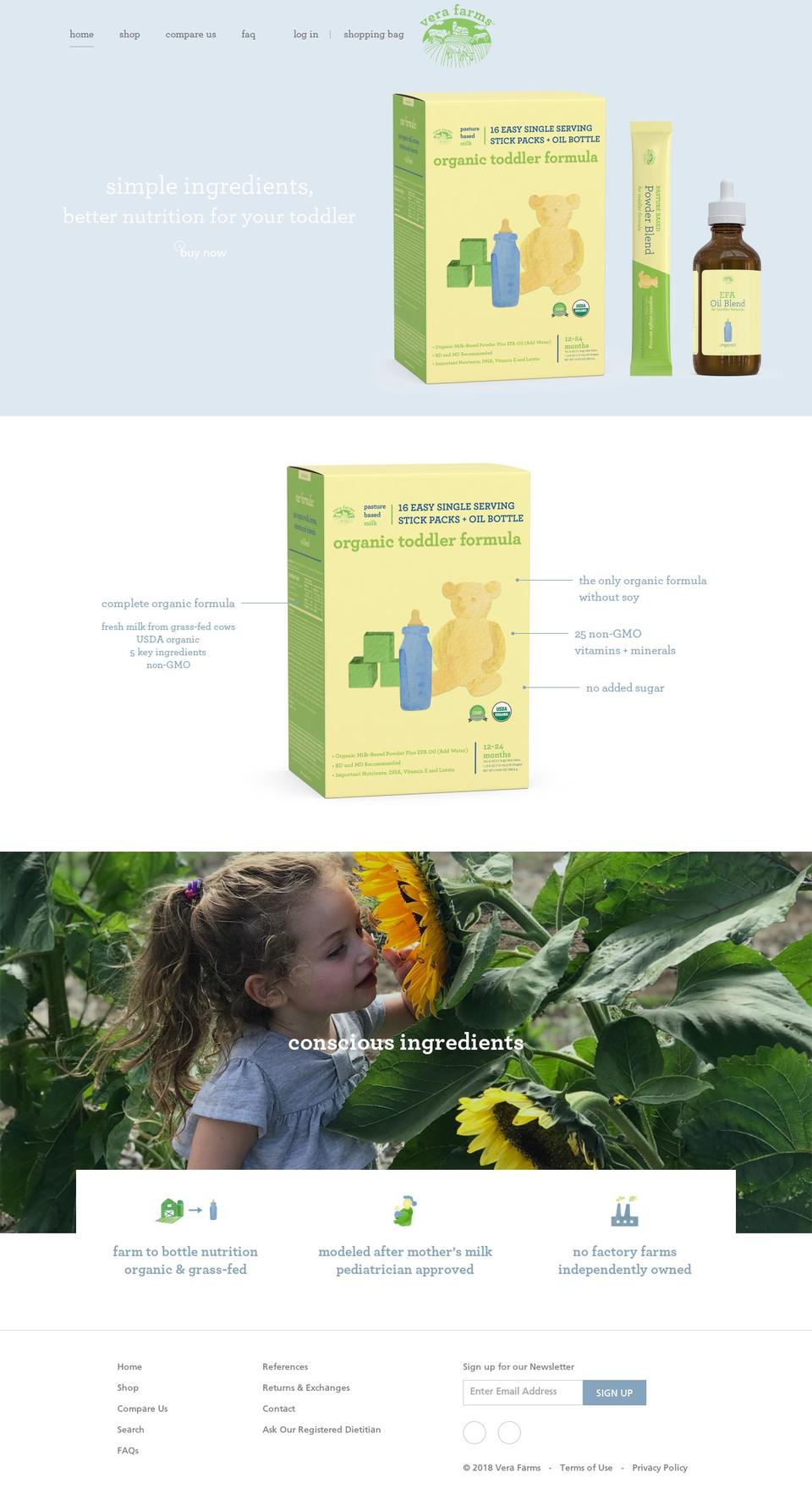 vera-farms.com shopify website screenshot