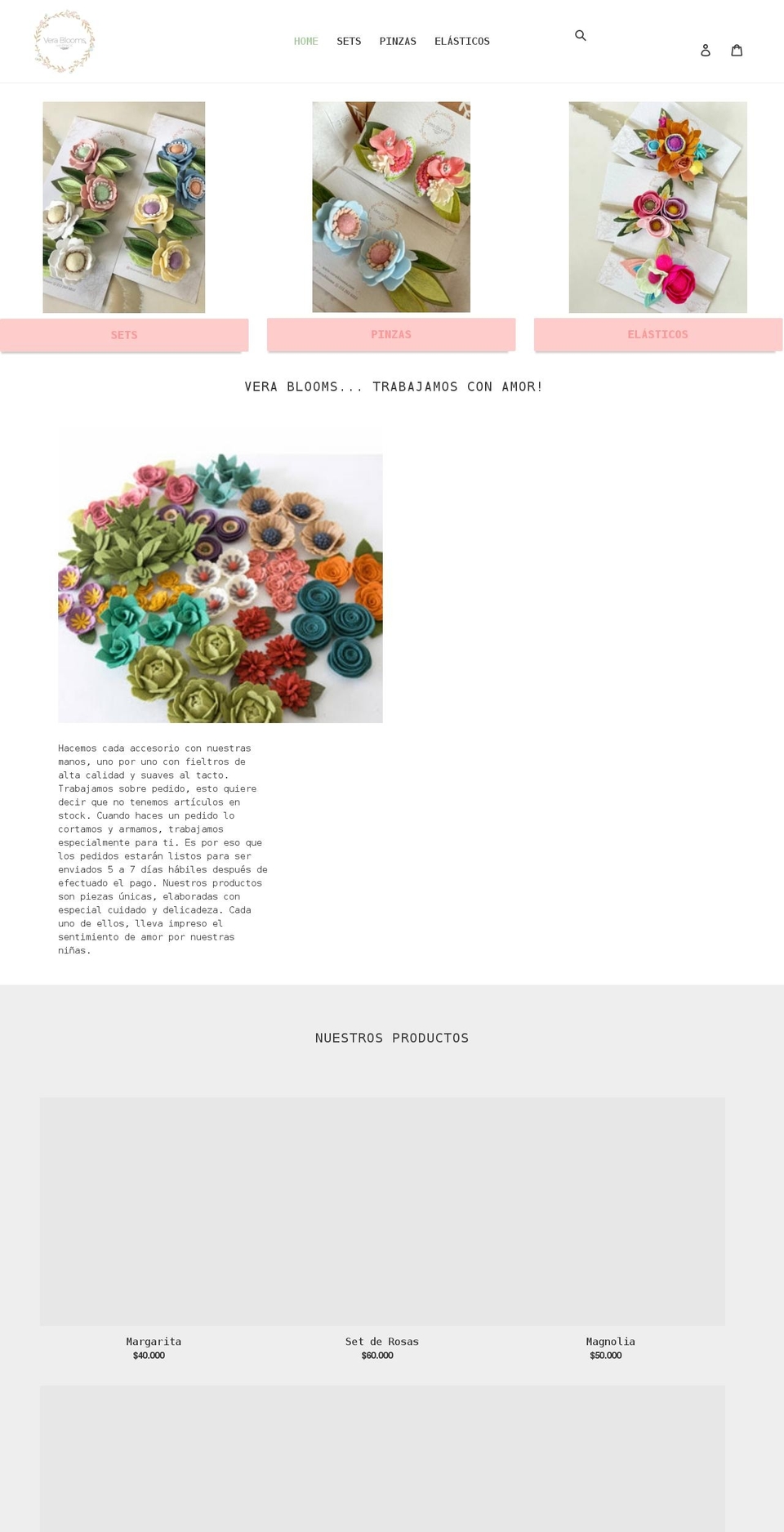 verablooms.com shopify website screenshot