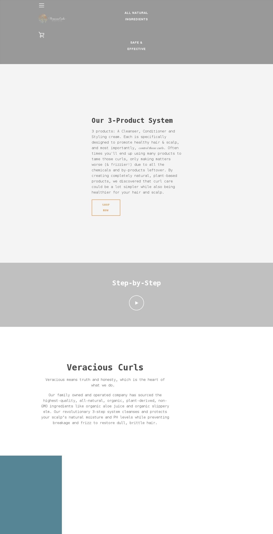 veraciouscurls.com shopify website screenshot
