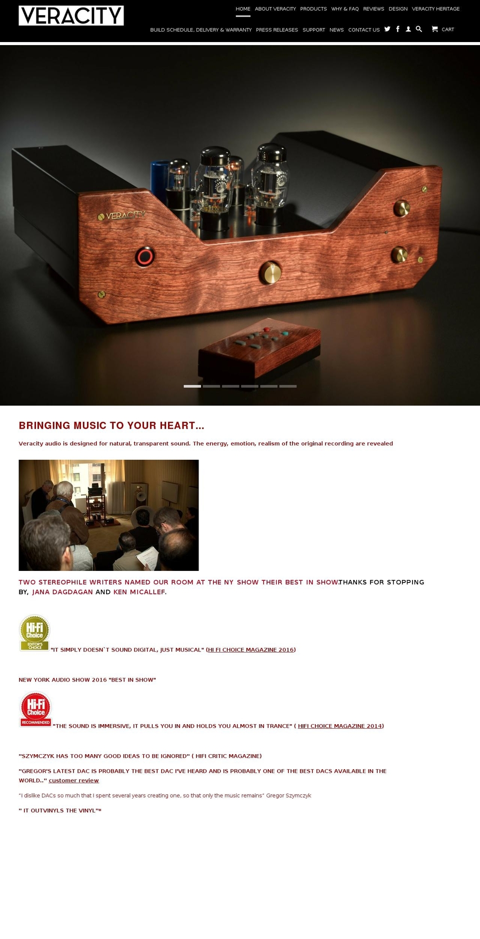 veracityaudio.com shopify website screenshot