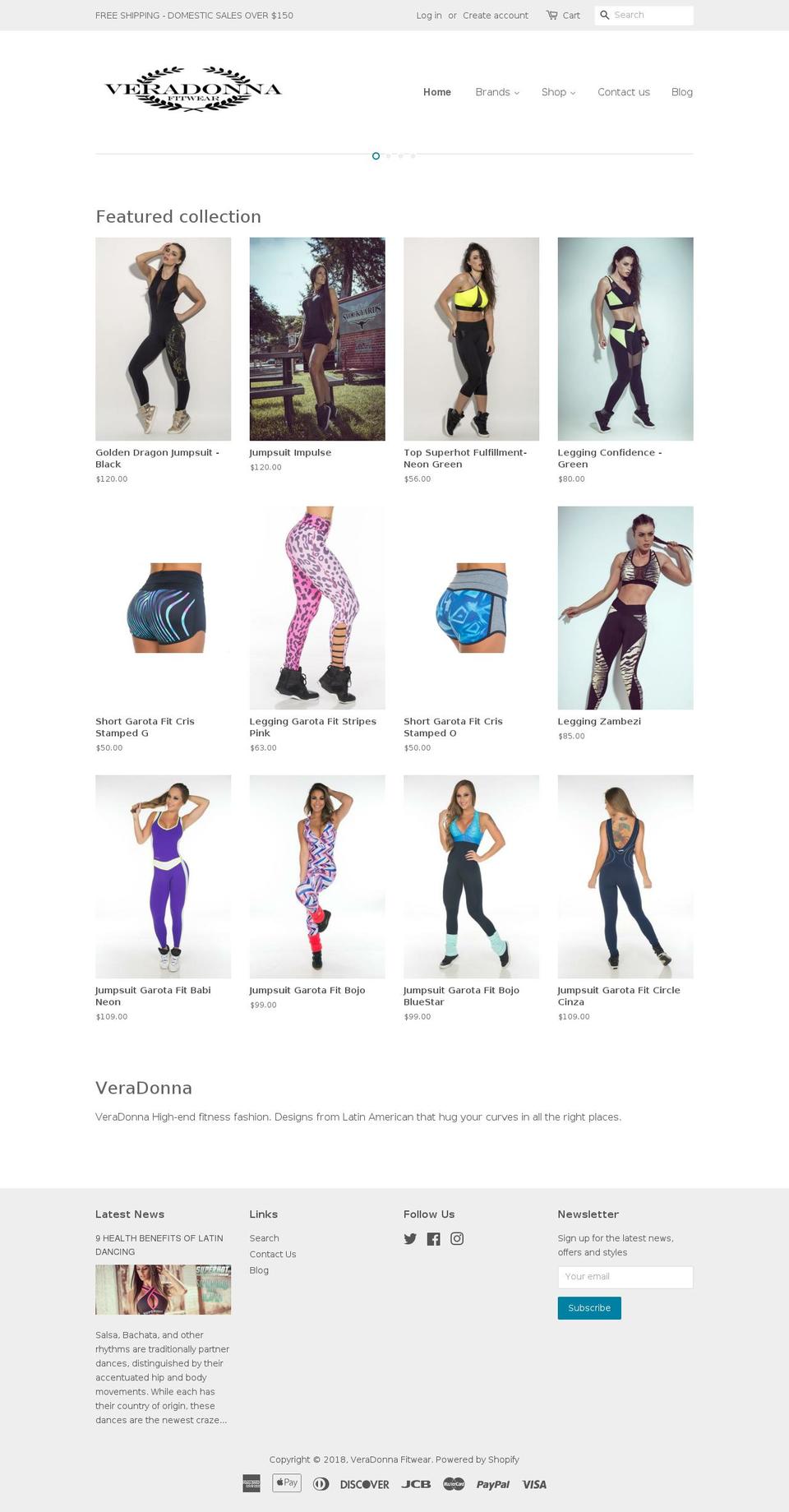 veradonnafitwear.com — Shopify storefront screenshot