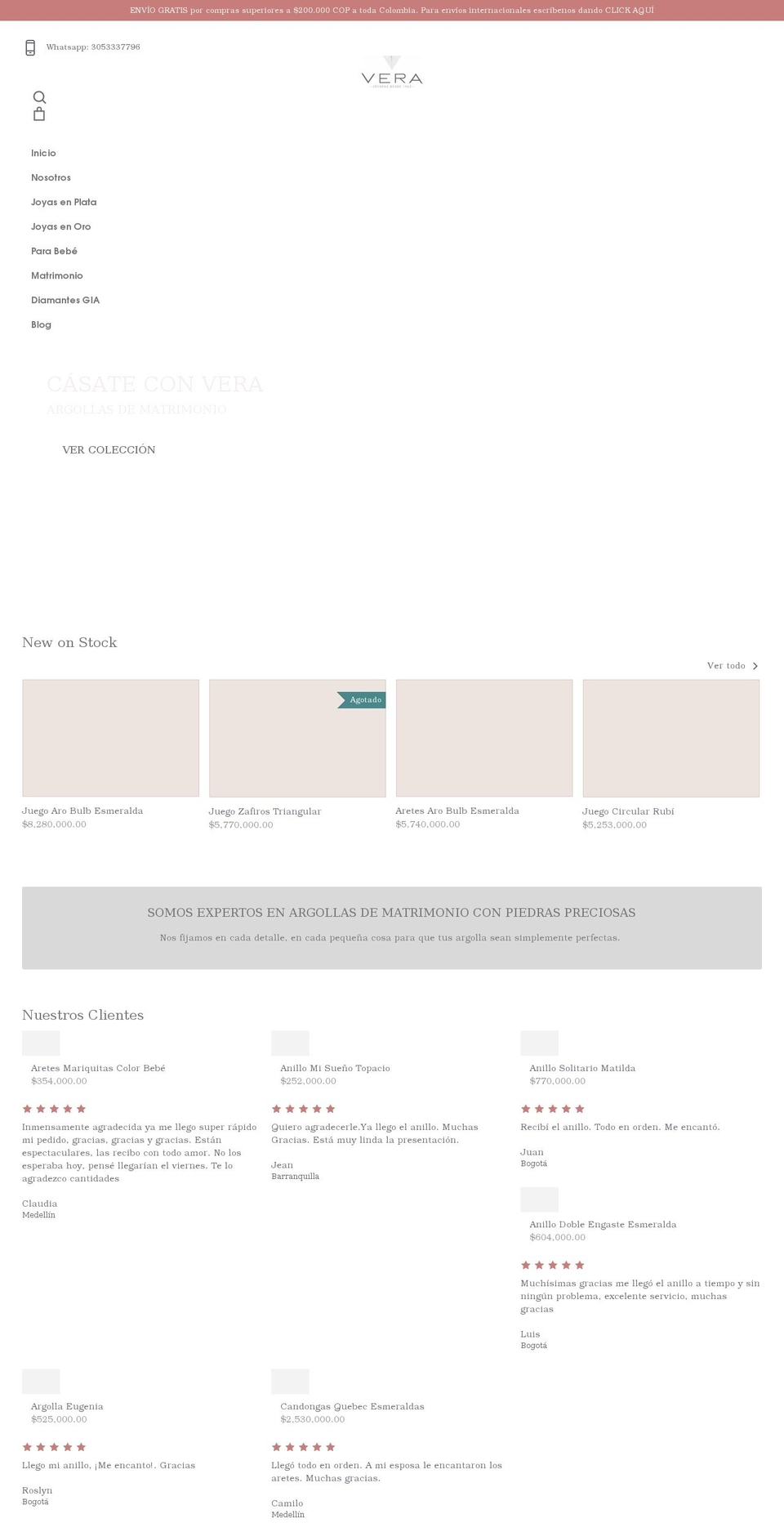 verajoyerosonline.com — Shopify storefront screenshot