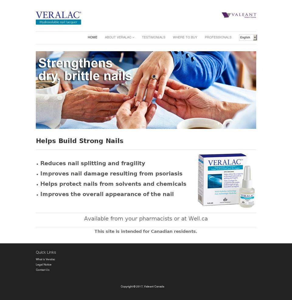 veralac.com shopify website screenshot