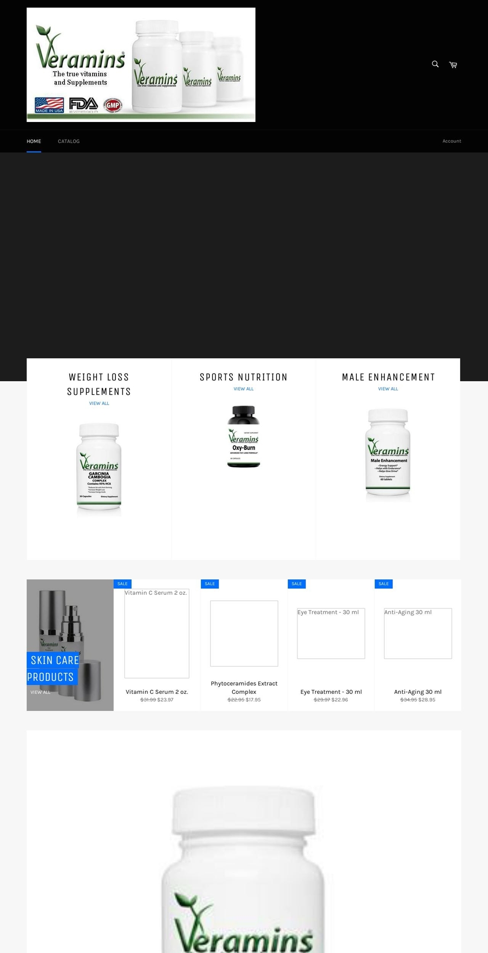 veramins.com shopify website screenshot