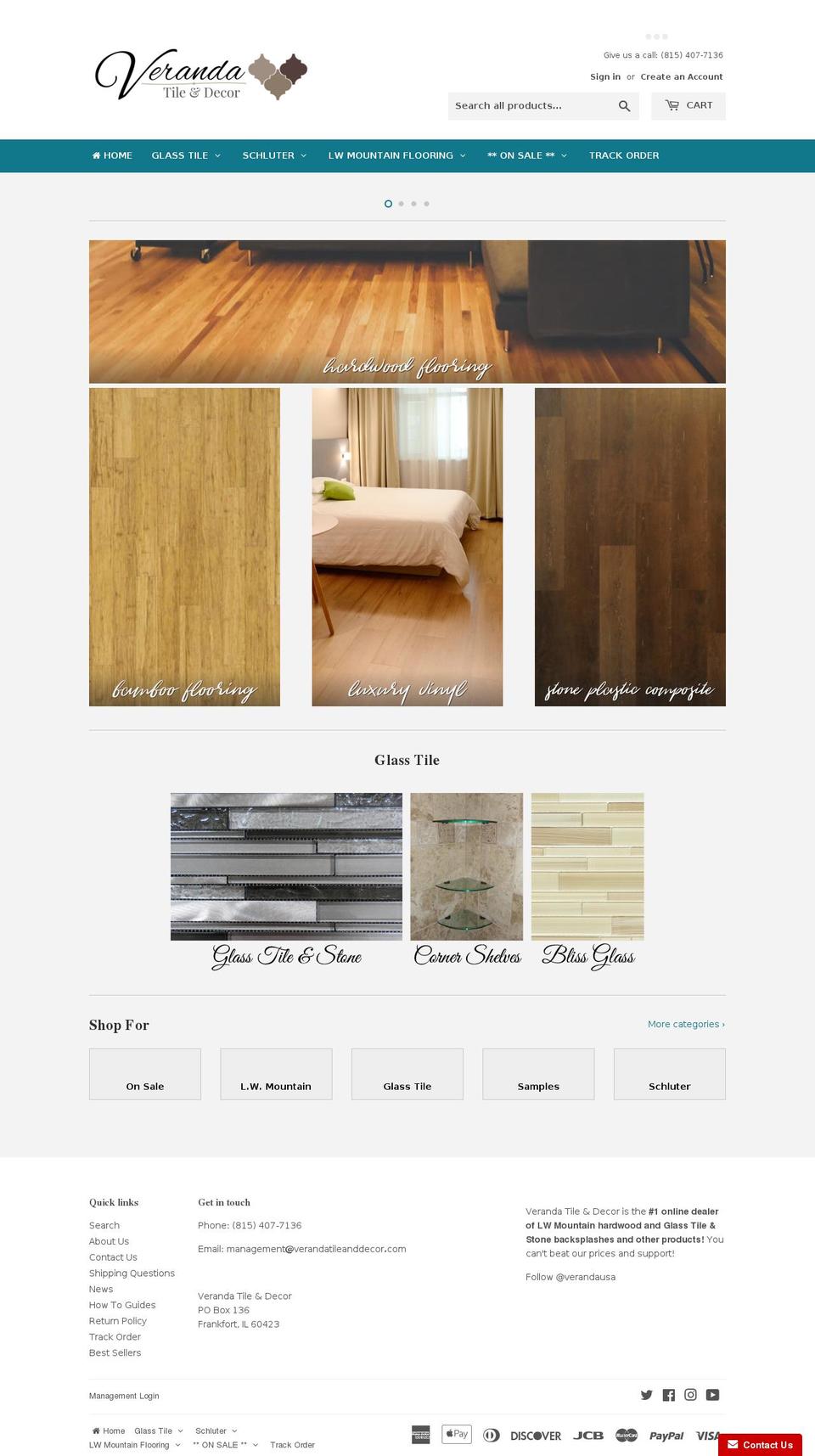 verandatileanddecor.com shopify website screenshot